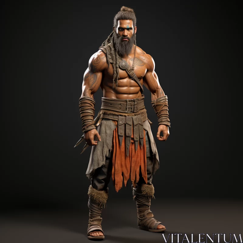 Spartan Warrior in Earthy Textured Black Outfit AI Image