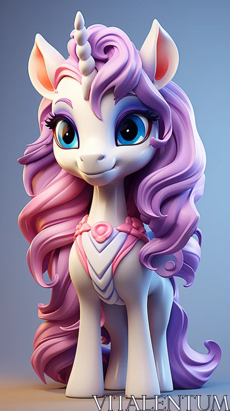 Charming 3D Model of a Unicorn with Toy-like Proportions AI Image