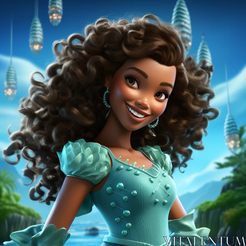 Afro-Caribbean Inspired Disney Princess Character Art AI Image