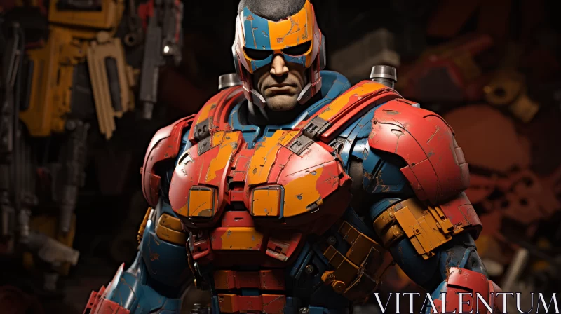 Colorful Superhero Character with Cobra-like Helmet AI Image