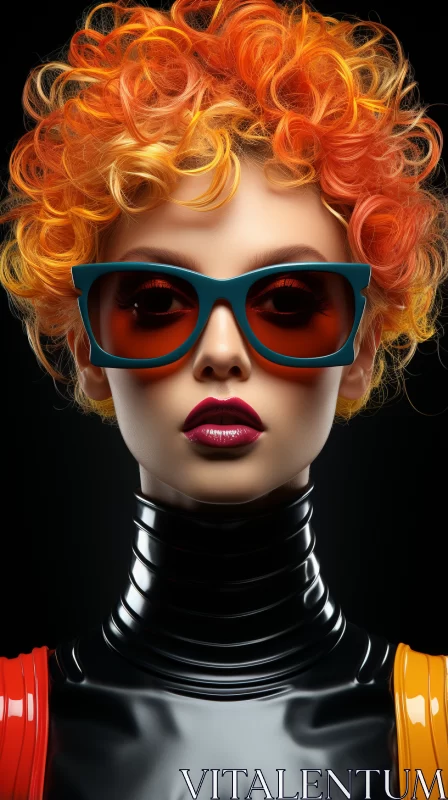 Fashion Woman in Sunglasses with Vivid Color Scheme AI Image