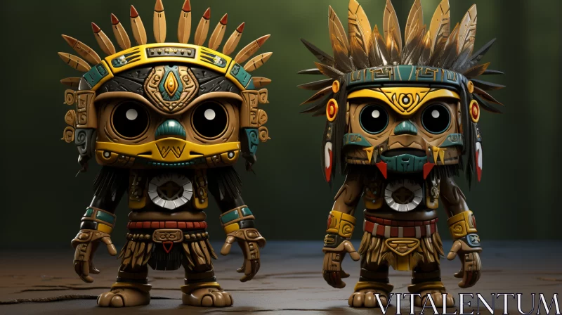Funko Pop Aztec Warriors: A Fusion of Ancient and Modern Art AI Image