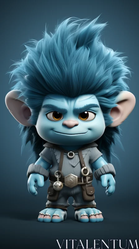 Blue Troll Character Illustration with Manticore Element AI Image