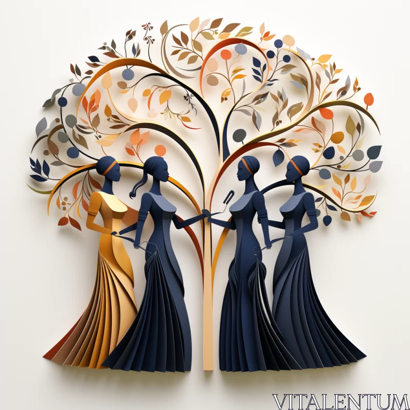 Enchanting Paper Sculpture Illustration of Tree of Life AI Image