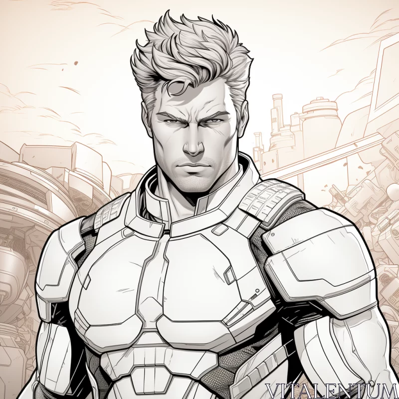 AI ART Engaging Comic Book Design of Man in Steel Suit