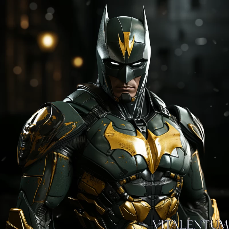 Batman in Green and Gold: A Street Vigilante AI Image