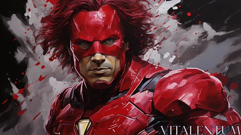 Comic Art Red Suit Man - Meticulously Detailed Portraits AI Image