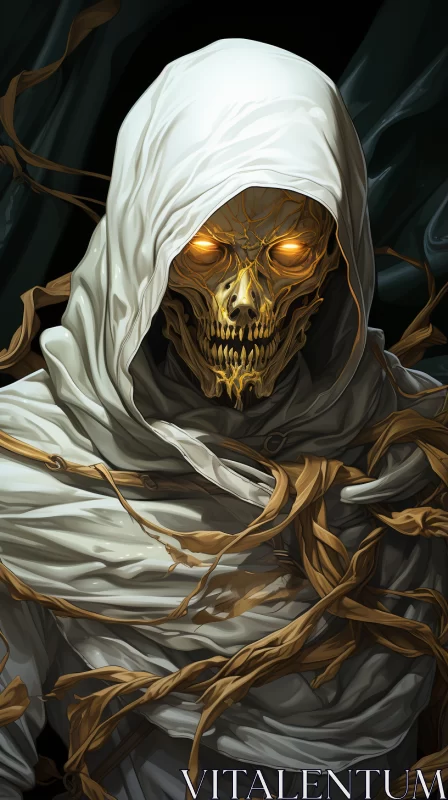 AI ART Golden Illuminated Skeleton: Intricate Portraiture and Twisted Characters