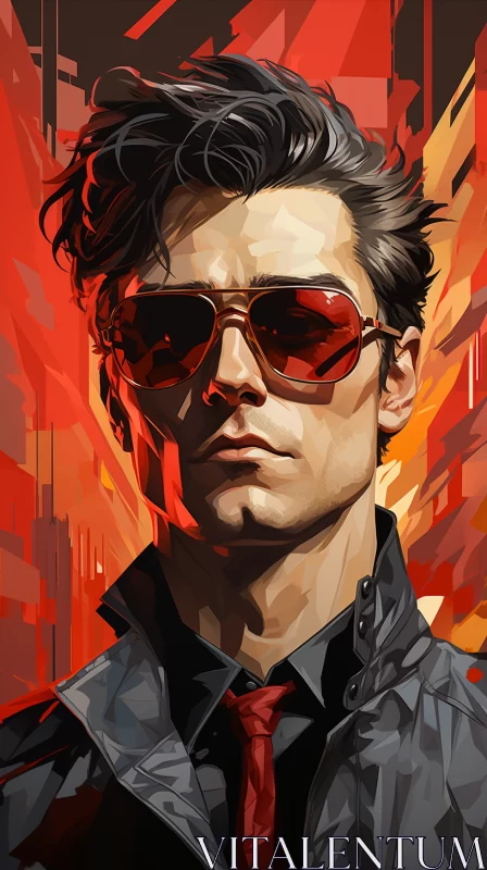 Intense and Expressive Portraits of a Man in Sunglasses AI Image