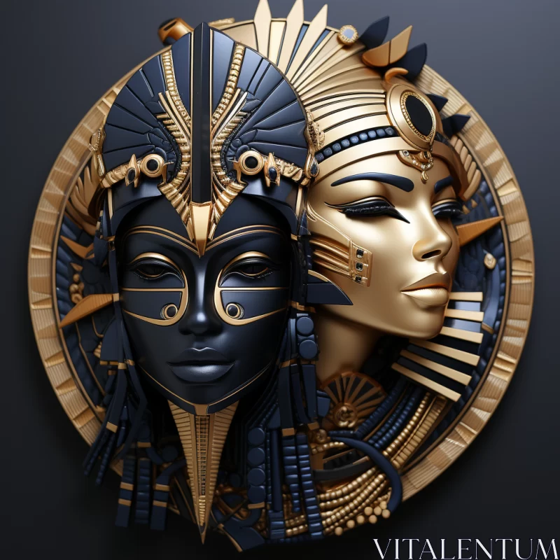 Intricate Golden Art of Egyptian Women AI Image
