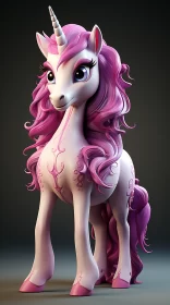 3D Pink Unicorn Model Art AI Image