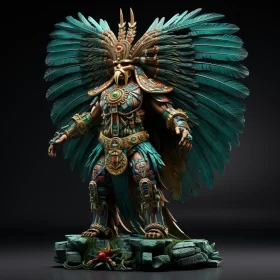 Ancient Feathered Statue: A Blend of Tradition and Whimsy AI Image