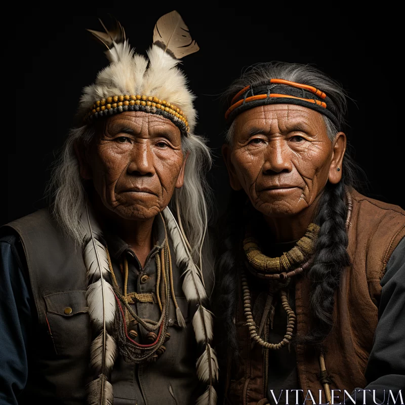 Chiaroscuro Portraiture of Indigenous Men AI Image