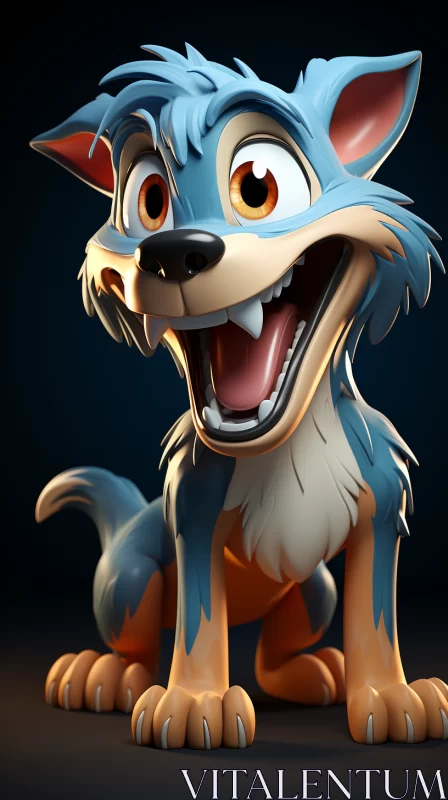 Cheerful Cartoon Wolf - Playful Animation Art AI Image