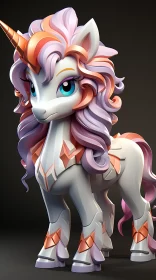 Hand-Painted 3D Unicorn Character Model AI Image