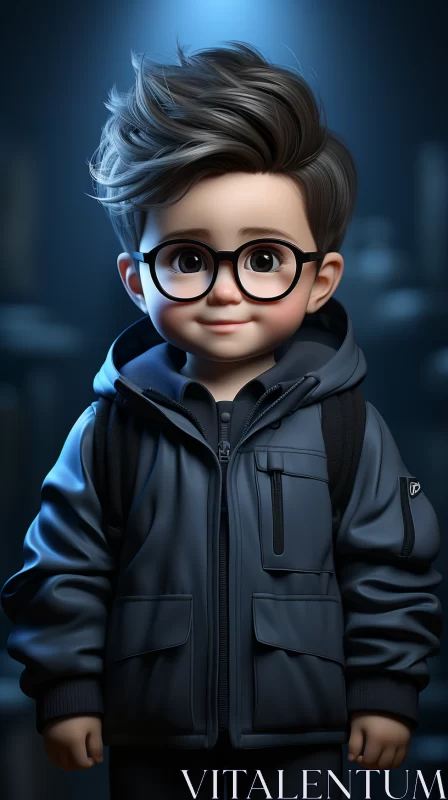 AI ART Animated Child in Glasses - A Detailed Character Study