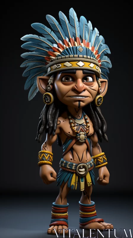 3D Cartoon Indian Character with Unique Details AI Image