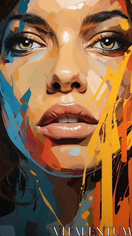 Graphic Art Portraits in a Riot of Colors AI Image