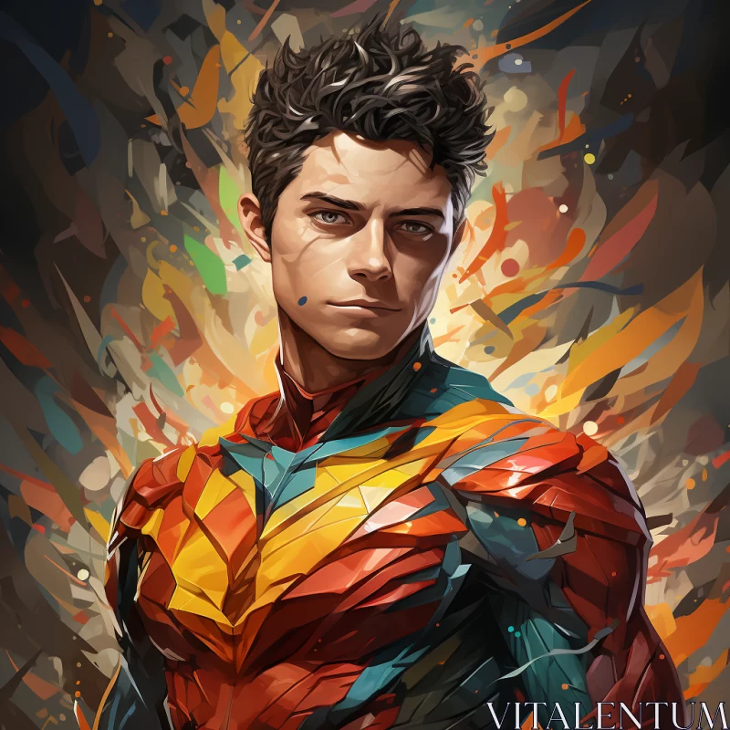 Superhero Abstraction: Colorful Avian-Themed Portraiture AI Image