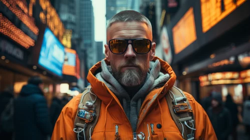 Urban Adventure: Man in Orange Jacket