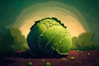 2D Game Art Style Cabbage Scene with Lowbrow Art Influences