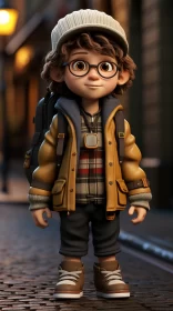 Animated Adventure: Realistic Boy with Backpack