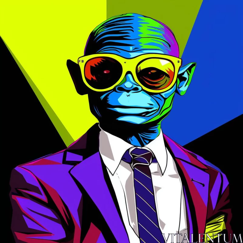 Colorful Monkey Portrait in Corporate Punk Style AI Image
