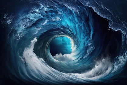 Mesmerizing Ocean Wave - A Surreal Colorscape AI Image