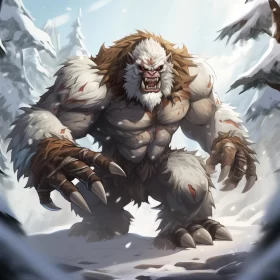 Warcraft Demon in Snow: A Sublime Wilderness Artwork AI Image