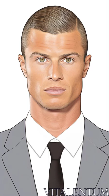 Handsome Footballer Fashion Illustration Portrait AI Image