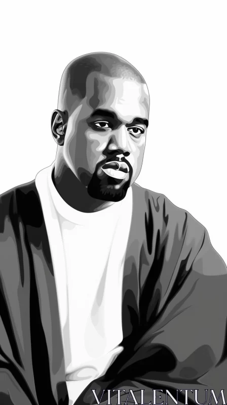 AI ART Kanye West: A Monochromatic Portrayal in Futuristic Realism