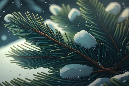 Snow-Covered Pine Tree: A Realistic Winter Illustration