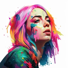 Colorful and Detailed Portrait Illustration of a Woman AI Image