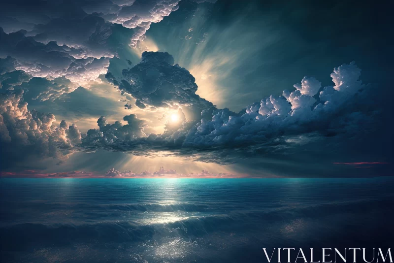 Surrealistic Cloudy Sky - Dreamlike Scenes with Contrasting Light AI Image