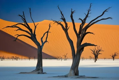 African Influenced Desert Art: Serene Landscape in High Contrast AI Image