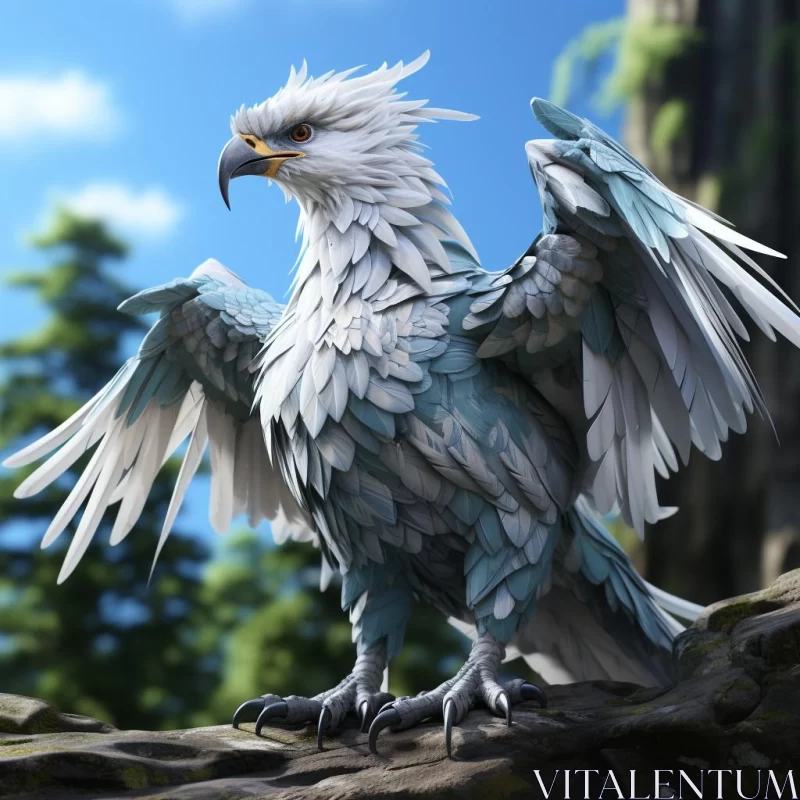 Majestic Eagle Amidst Detailed Foliage - A Cabincore Aesthetic AI Image