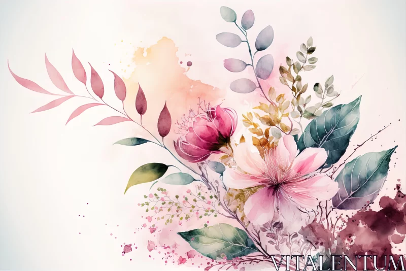 Watercolor Floral Illustration: A Symphony of Nature's Blooms AI Image