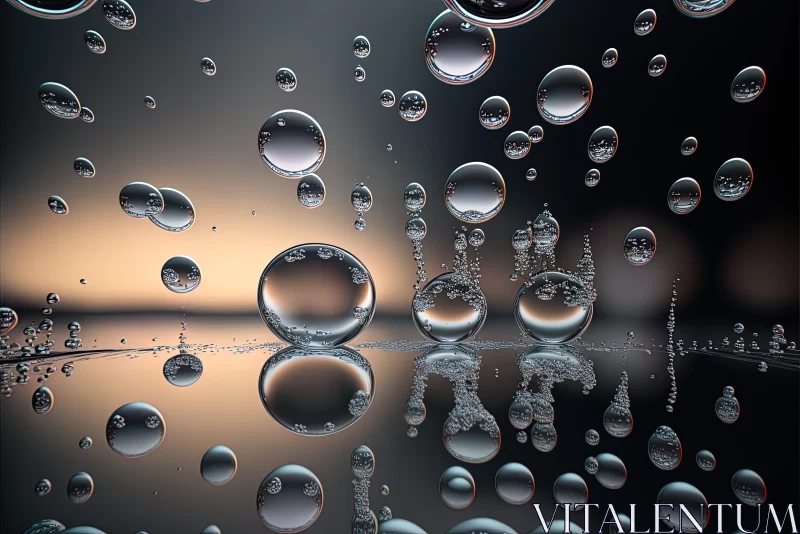 Abstract Water Drops and Bubbles Artwork in Tonalist Landscapes AI Image
