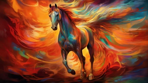 Fiery Horse: A Colorful Artistic Interpretation AI Image