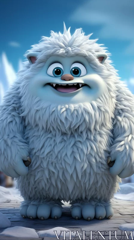 Furry Cartoon Creature in Snowy Landscape: A Supernatural Manticore AI Image