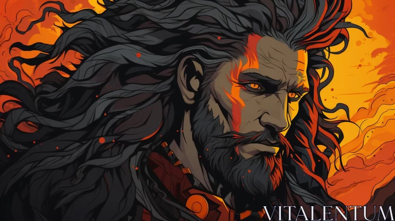 AI ART Warrior Amidst Lava - A Bold and Intricate Portrayal