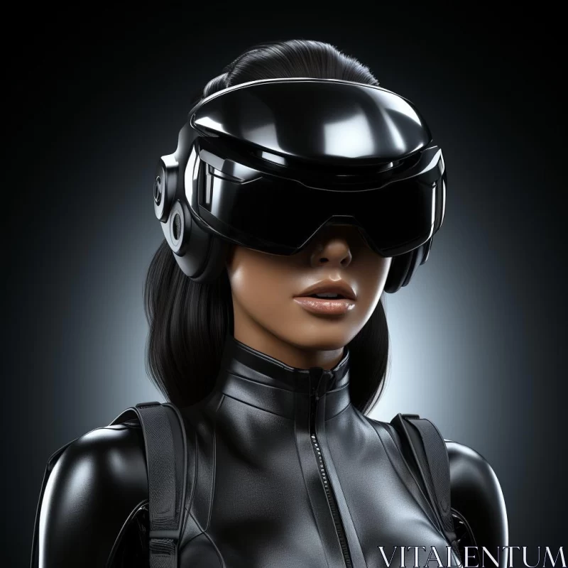Woman in Virtual Reality Goggles - A Sci-Fi Noir 3D Render AI Image