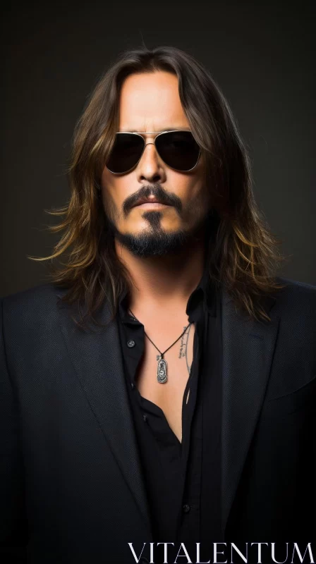 AI ART Captivating Studio Portrait of Johnny Depp with Sunglasses