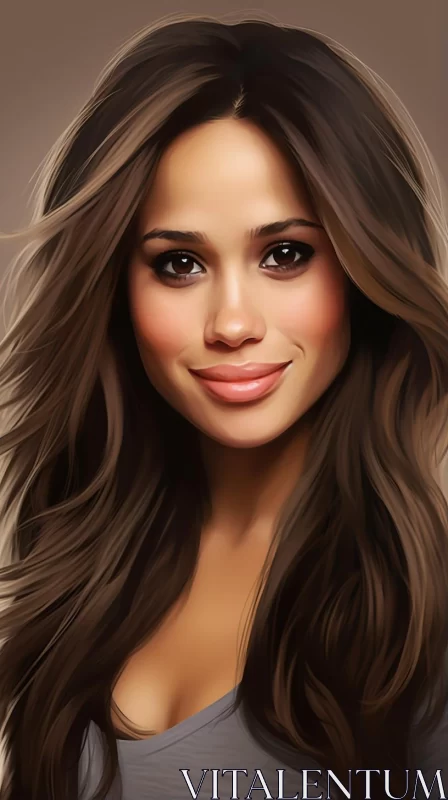 Meghan Markle Actress Portrait - Detailed Realistic Artwork AI Image