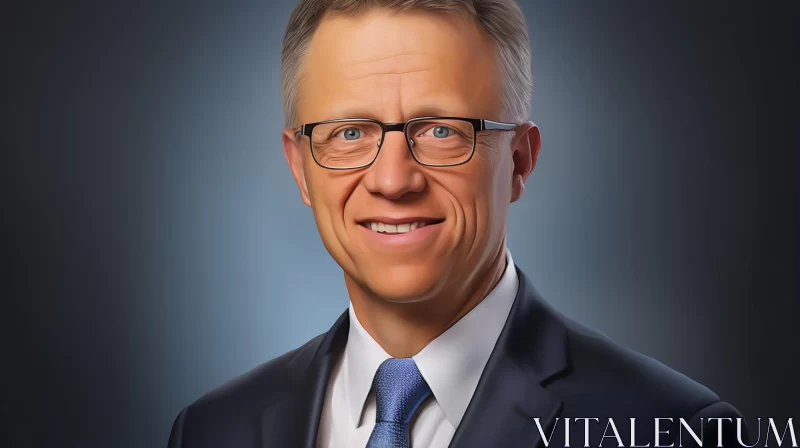 Photorealistic Portrait of Man in Suit with Glasses AI Image