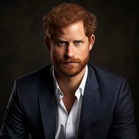 Prince Harry's Regal Portrait - A Fusion of Anglocore and Nobility