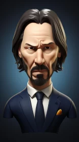 Keanu Reeves Character Illustration in Suit AI Image