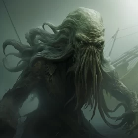 Cthulhu Monster in Fog - Maritime Scene
