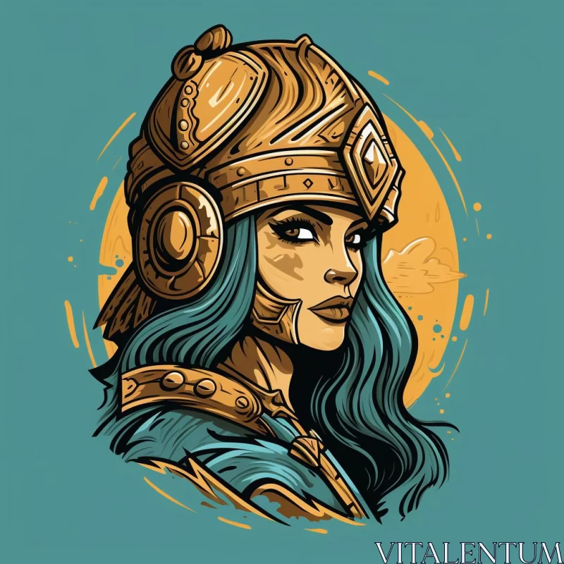 AI ART Historical Woman Warrior in Golden Armor - Epic Portraiture