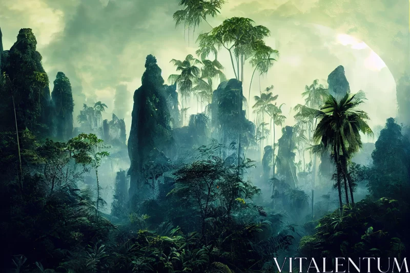 Tropical Jungle on Alien Planet - Classical Historical Genre AI Image